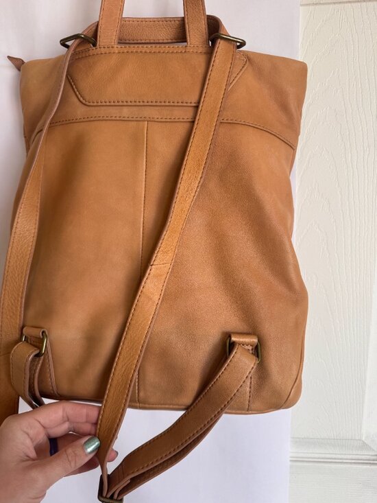 Tan Leather Backpack with Tablet Sleeve Aspen main image 7